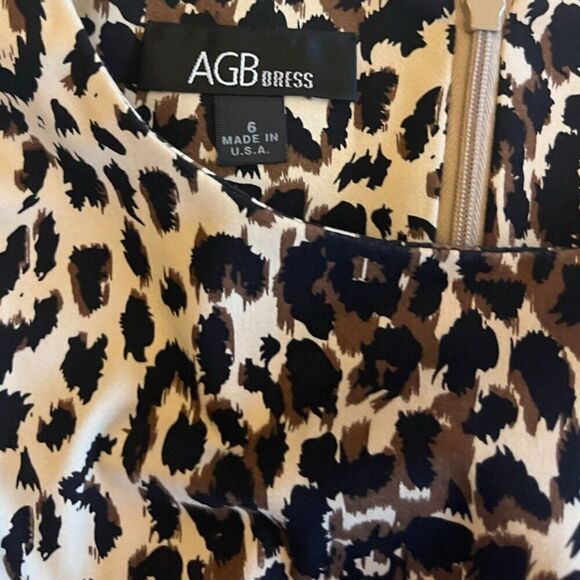 AGB Dress Black & Brown Leopard Print Sheath Dress Size 6 - Picture 5 of 7